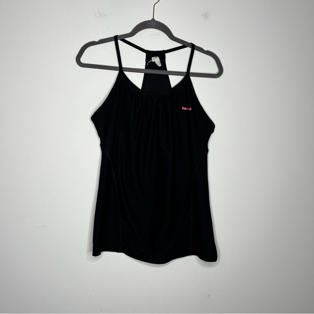 Reebok Size Medium Black Fitted Sleeveless Racerback Workout Tank Top